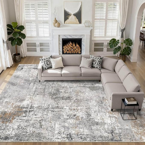 12x15 Area Rug Living Room: Washable Large Abstract Modern Soft Rugs Stain by LOONGRUG