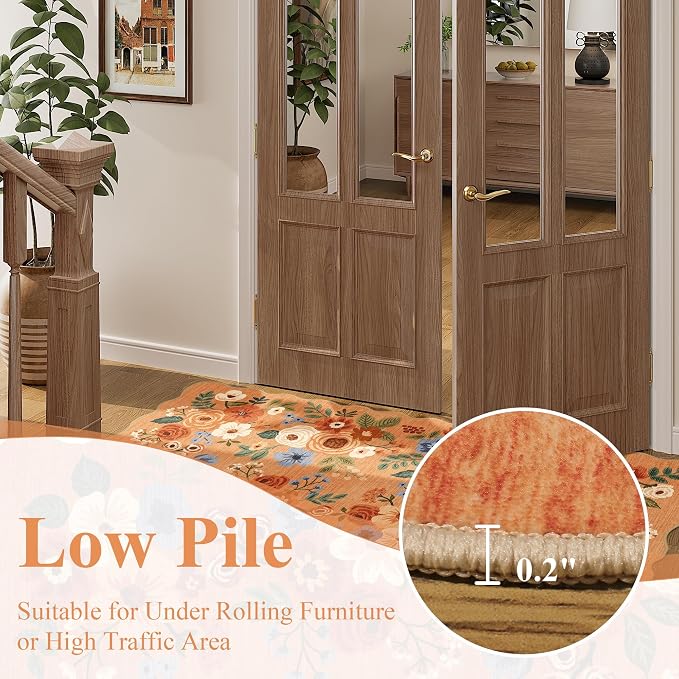 DUKINO 4x6 Area Rug, Floral Non-Slip Indoor Washable Rug - Image 9