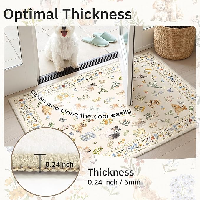 Soalmost Dog 5x7 Area Rugs for Living Room, Machine Washable Animal Floral - Image 9