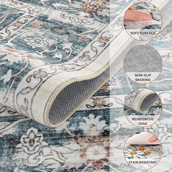 Washable 8x10 Area Rug for Living Room & Dining Room - Image 3