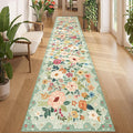 DUKINO 2x12 Washable Runner Rug, Ultra Soft Floral Runner Rug by DUKINO