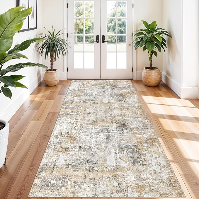 4x12 Wide Hallway Runner Rug – Non-Slip Washable Rubber-Backed Large Carpet by ZHXXUJ
