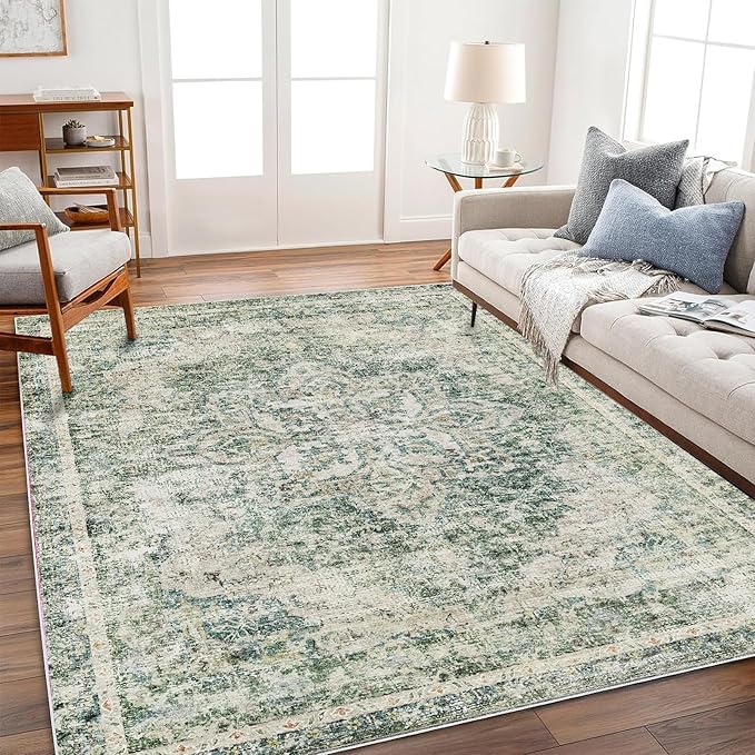 CHAMPLANT Area Rug 5'x7' Washable Rug Vintage Traditional Floor Cover Thin by CHAMPLANT