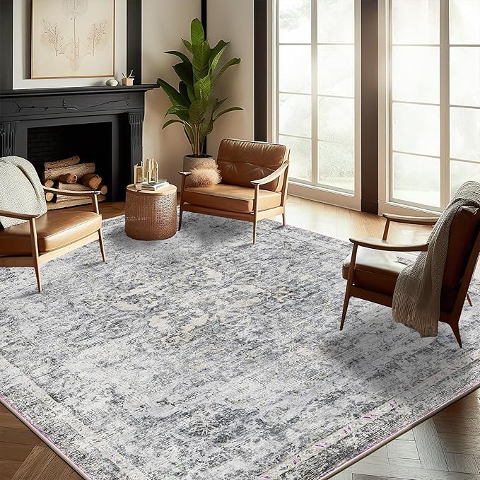 CHAMPLANT Washable Area Rug 8'x10' Retro Boho Design Non-Shedding Non-Slip Easy by CHAMPLANT