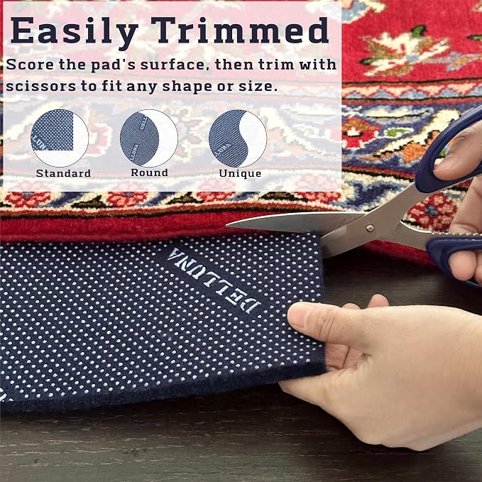 DELLUNA Non-Slip Area Rug Pad 3/8" 2.5'x10' Thick Double Side Rubber + Felt - Image 5
