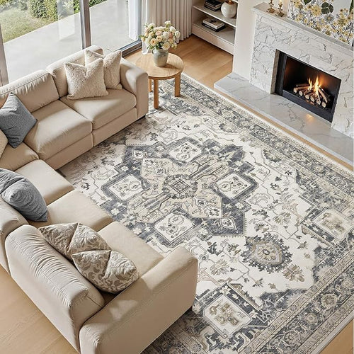 7x9 Washable Area Rugs for Living Room, Large Rug Non Slip Backing Vintage - Image 2