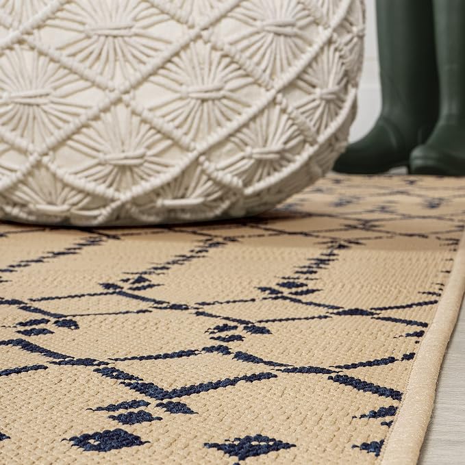 JONATHAN Y Moroccan Geometric Indoor Outdoor Square Area Rug 4X4 Beige/Navy - Image 7
