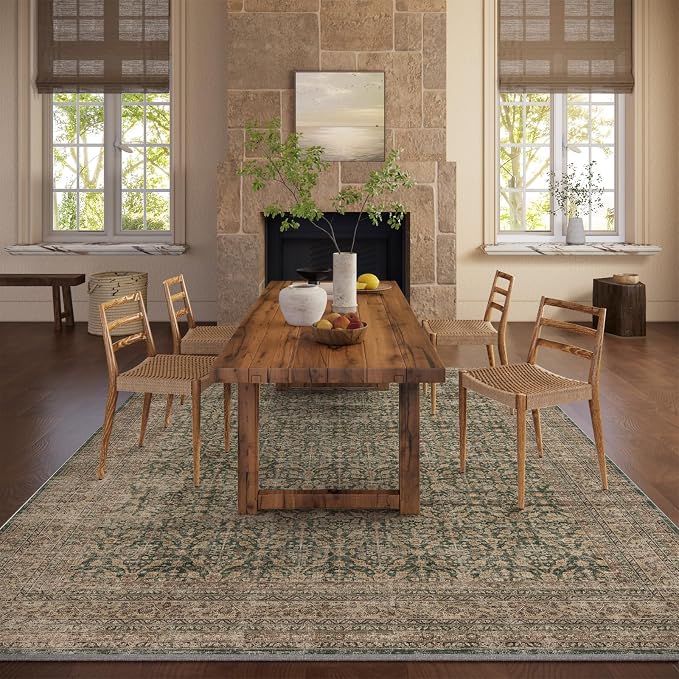 Machine Washable Rugs for Living Room: 6x9 Area Rugs Boho Vintage Rugs Stain - Image 5