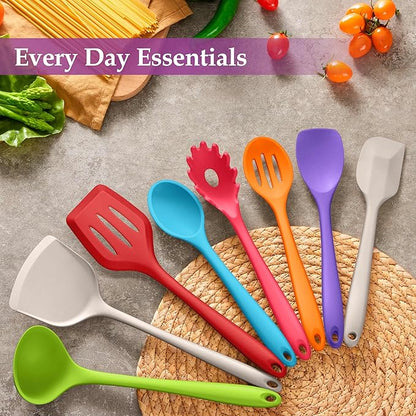 LIANYU 8Pcs Kitchen Cooking Utensils Set, Silicone Utensils Spatula Set - Image 3