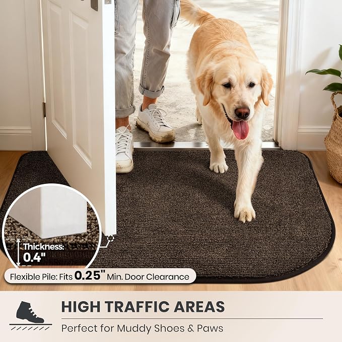 PURRUGS Dirt Trapping Door Mat Half Round 24" x 35.5", Non-Slip Machine - Image 6