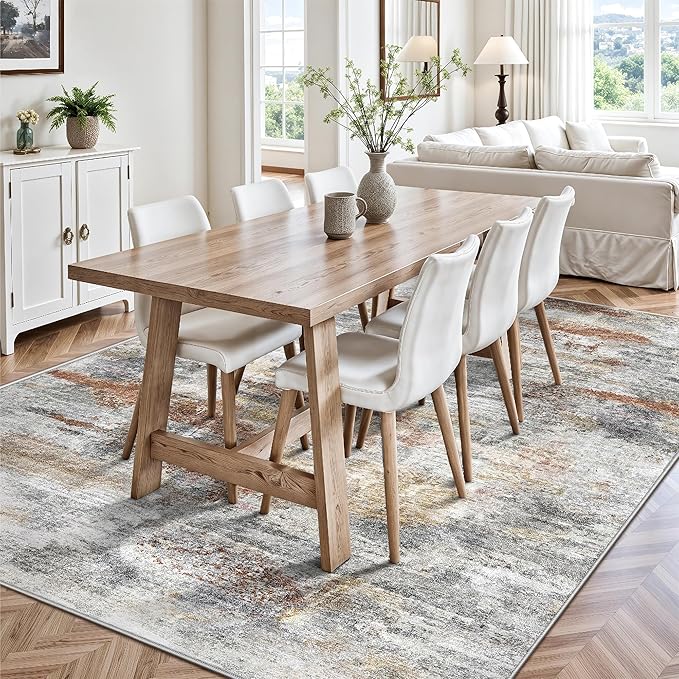 Washable Rug 6x9, Abstract Morden Soft Area Rug, Non-Slip Low Pile Rugs - Image 4
