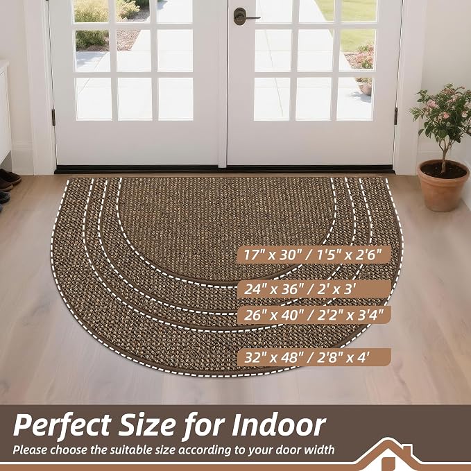 BEQHAUSE Dirt Trapper Door Mat 24" x 36" Half Circle Non-Slip Washable Doormats - Image 2