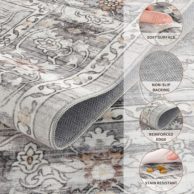 Washable 5x7 Area Rug for Living Room - Image 3
