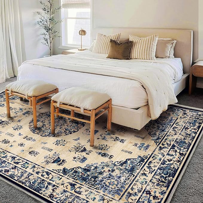 CHAMPLANT Washable Area Rug 9'x12' Retro Boho Design Non-Shedding Easy Care - Image 2
