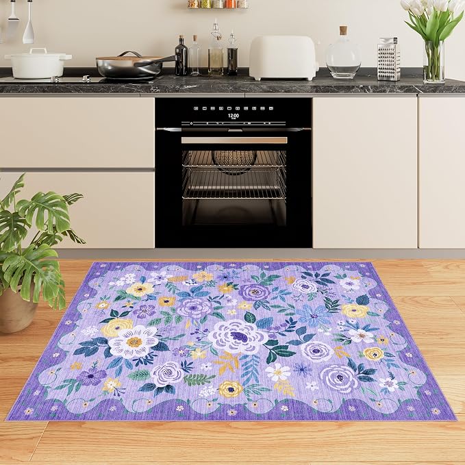 DUKINO 2x3 Rugs for Entryway, Floral Indoor Washable Door Mat, Non Slip Boho - Image 5
