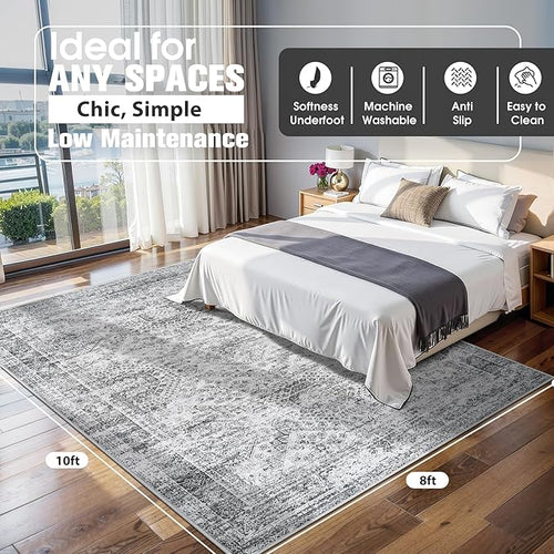 8x10 Area Rugs for Living Room Rug Washable: Abstract Large Rug for Dining Room - Image 2