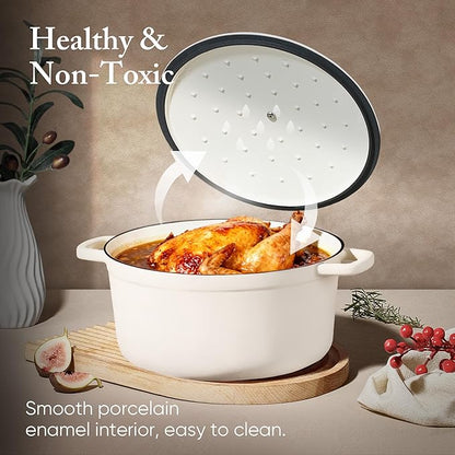 CAROTE 7QT Enameled Cast Iron Dutch Oven Pot - Image 4