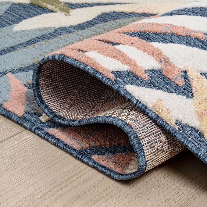 JONATHAN Y Tropics Palm Leaves Indoor Outdoor Area Rug 4X6 Dark Blue/Multi - Image 4