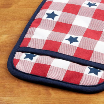 MARTHA STEWART Americana Star Gihgham Oven Mitt & Pot Holder Set, 100% Cotton - Image 5