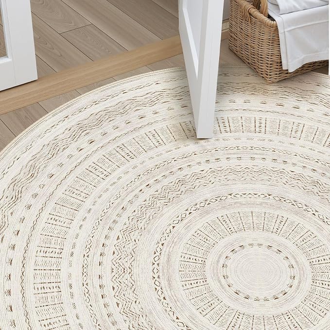cotiled 8x8 Round Area Rugs Living Room Rug: Washable Boho Rugs - Image 6