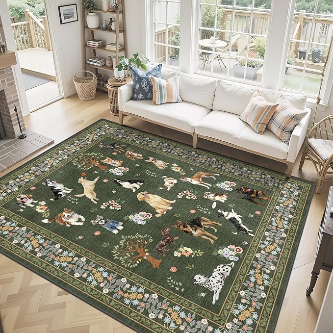 Dogs Area Rugs 5x7, Rug for Bedroom Ultra-Thin Soft, Non-Slip Washable Rugs - Image 2