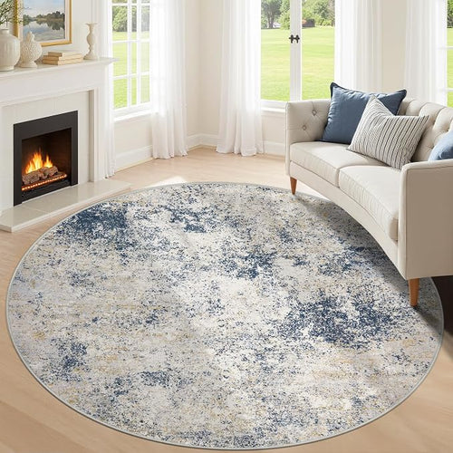 8ft Washable Round Rug by KiginaraArt