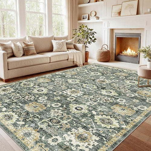 AMADA HOMEFURNISHING 8x10 Washable Area Rug, Low-Profile Large Area Rug by AMADAHOMEFURNISHING