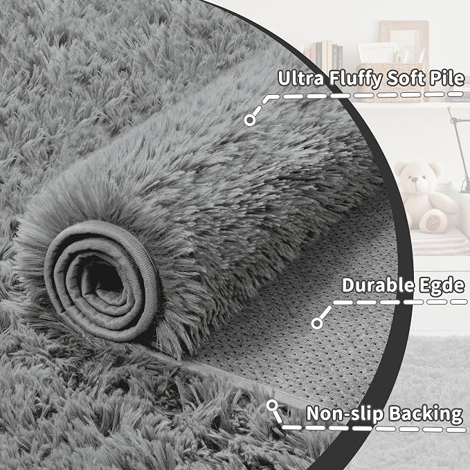 5x7 Area Rug for Living Room: Ultra Soft Fluffy Rug Modern Large Thicked Shag - Image 7