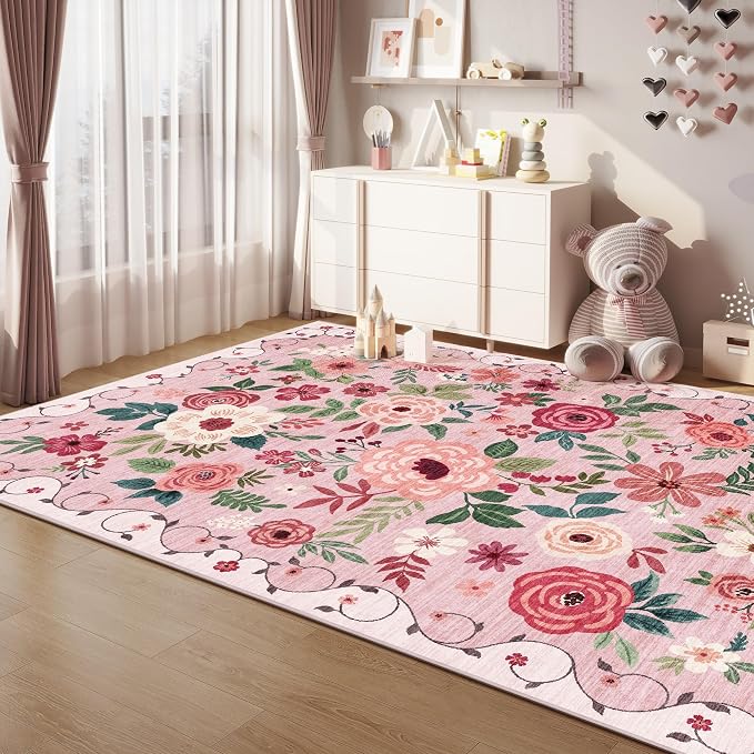 DUKINO 9x12 Area Rug, Floral Rugs - Image 4