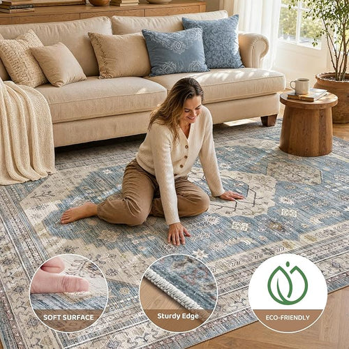10x12 Washable Area Rug, Large Rugs - Image 2