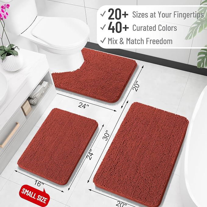 OLANLY Bathroom Rugs 30x18, Extra Soft Absorbent Chenille Bath Rugs, Rubber - Image 2