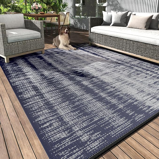 MontVoo Outdoor Rug Waterproof 5x8 ft Outdoor Patio Rug Mat Reversible Plastic by MontVoo