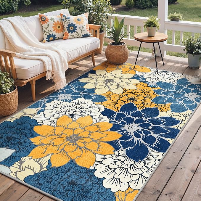 GENIMO Indoor Outdoor Area Rug 9'x12', Machine Washable Rugs - Image 3
