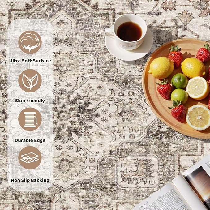 8ft Round Vintage Living Room Area Rug - Image 3