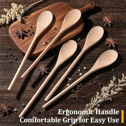 Cooking Wooden Spoons, MORGLES 14-Inch Serving Spoons - Image 5