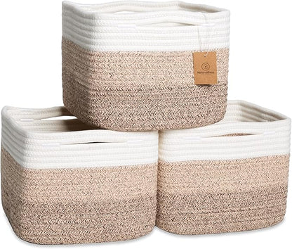 NaturalCozy Storage Cubes 9”x9”x7”Cotton Rope Woven Baskets by NaturalCozy