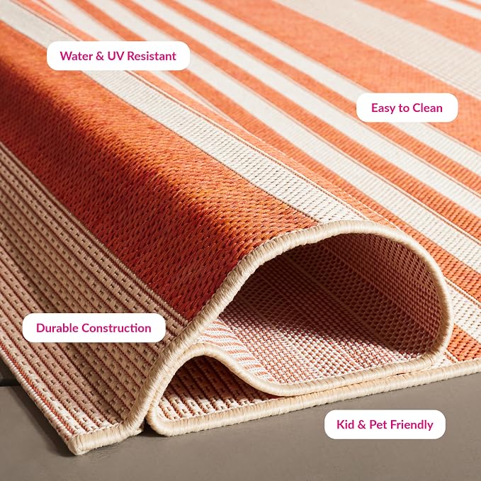 SAFAVIEH Courtyard Collection 2'3" x 22' Terracotta/Beige CY6062 Stripe Indoor/ - Image 5