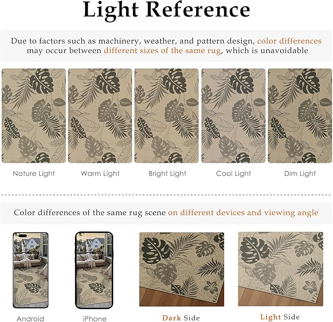 Easy Jute Rug Outdoor Indoor 5x7 Patio Mat Porch Entrance Light Brown Natural - Image 6