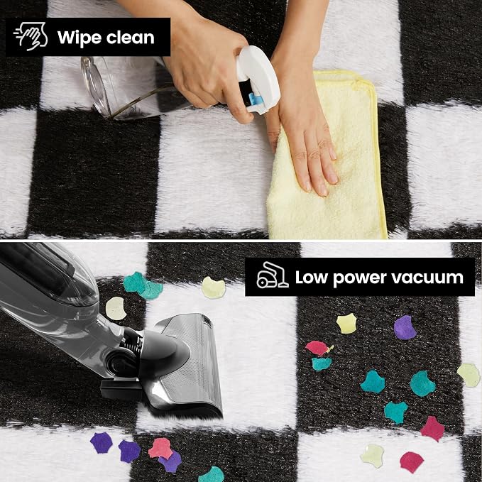 Super Soft Rug for Bedroom, 5x8 Ft Black and White Area Rug Classic Checkered - Image 5