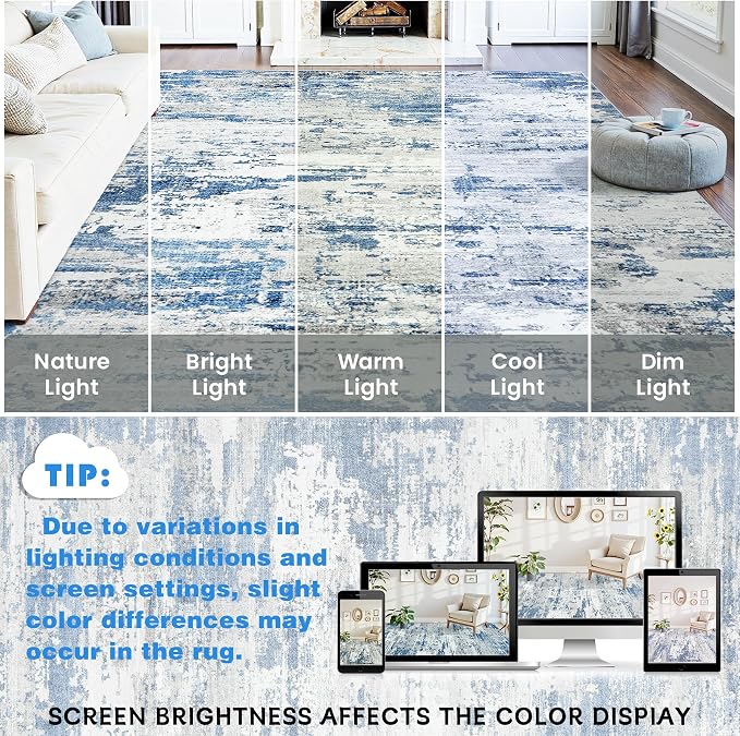 Area Rugs 6x9 Living Room: Large Soft Washable Rug Modern Abstract Anti-Skid - Image 9