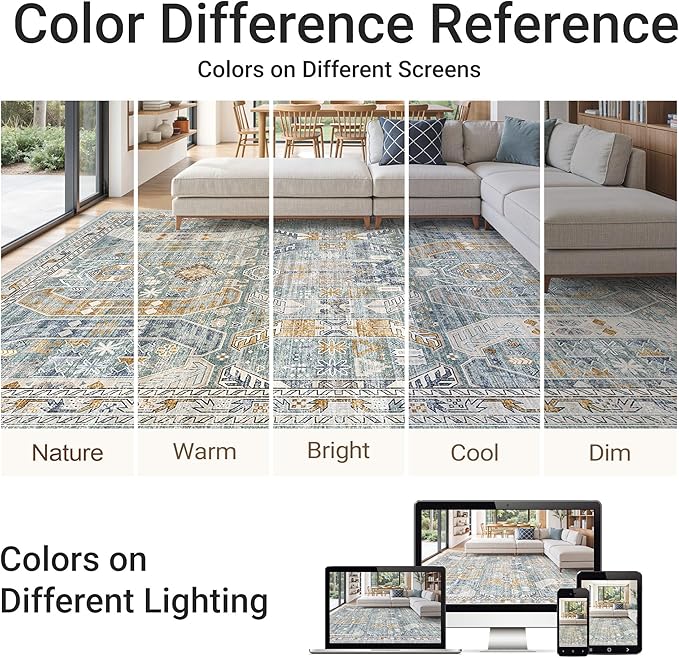 befbee 9x12 Area Rug, Ultra-Thin Washable Rugs - Image 6