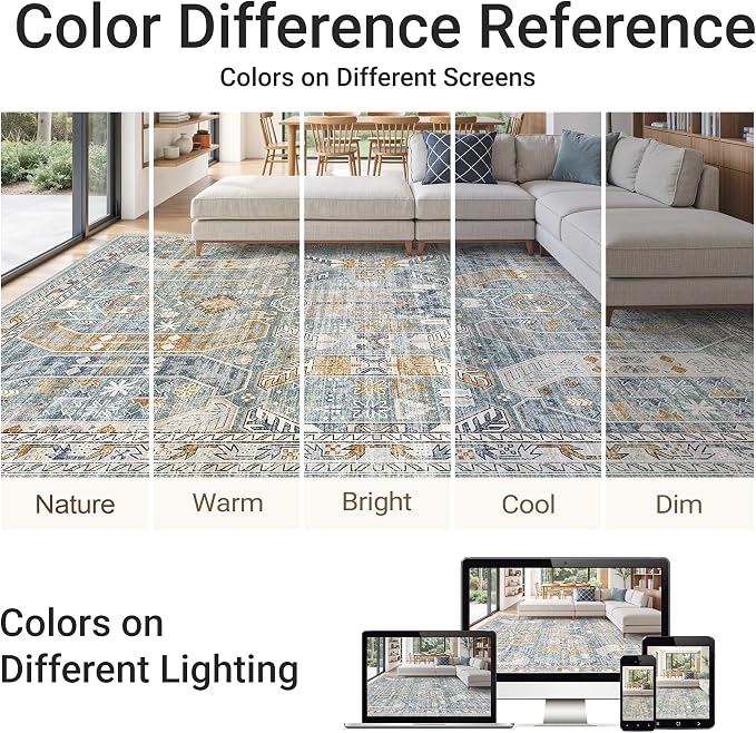 befbee 10x14 Area Rugs, Ultra-Thin Washable Rugs - Image 6