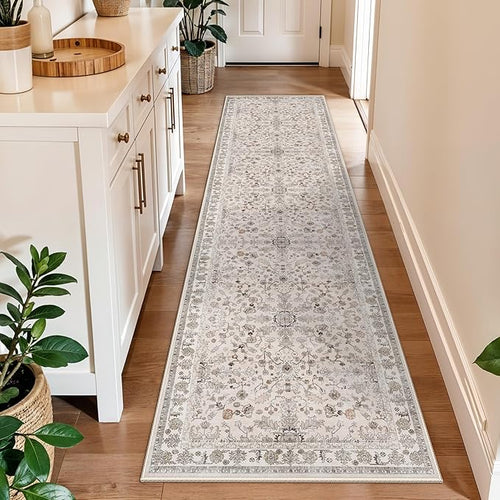 2x10 ft Hallway Runner Rug Washable – Boho Floral Non Slip Long Carpet Runner by BYYVOORugsforYourHome