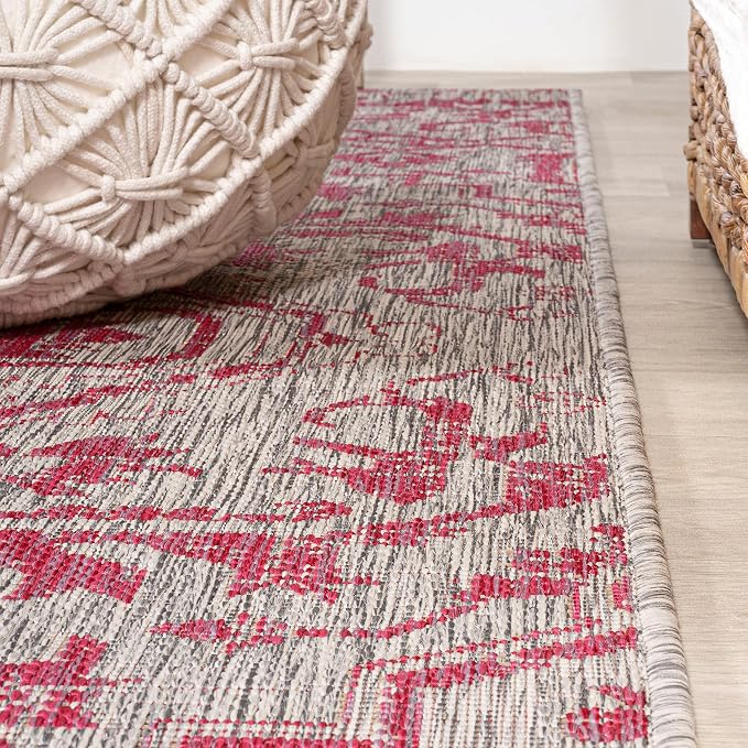 JONATHAN Y Boho Medallion Indoor Outdoor Runner Rug 2X8 Light Gray/Fuchsia - Image 6