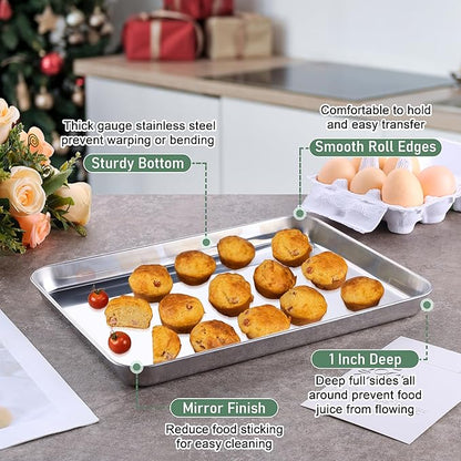 Homikit Baking Sheet with Wire Rack Set, Metal Bacon Cookie Trays Nonstick - Image 3