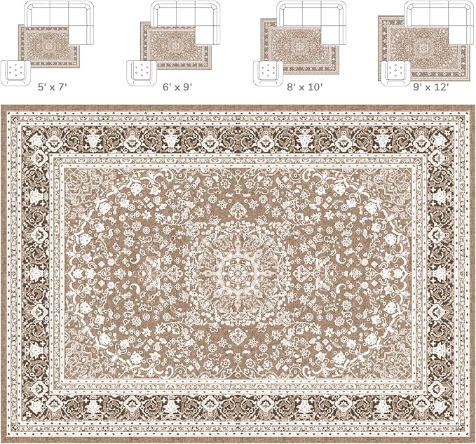 Lessymo 5x7 Area Rugs 5x7, Machine Washable Area Rugs, Super Soft Faux-Wool - Image 2