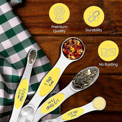 Magnetic Measuring Spoons Set of 9 Stainless Steel Dual-Sided Stackable - Image 3
