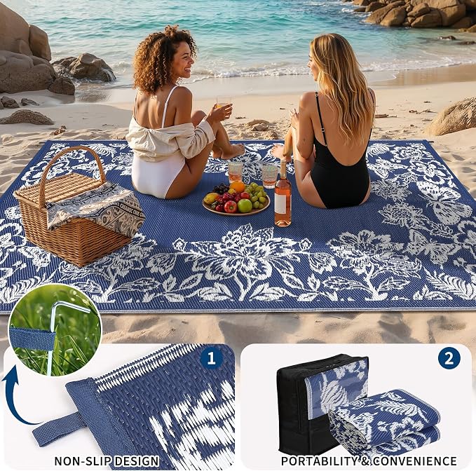 Garvee 5’x8’ Waterproof Patio Outdoor Rug, Outdoor Plastic Straw Rug - Image 6