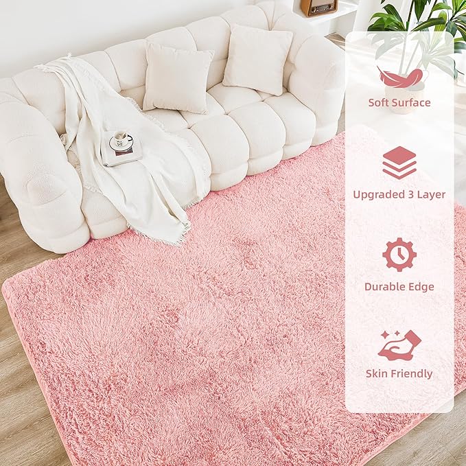 Litanika 4x6 Shag Area Rug for Living Room Bedroom, Non-Shedding Modern Indoor - Image 4