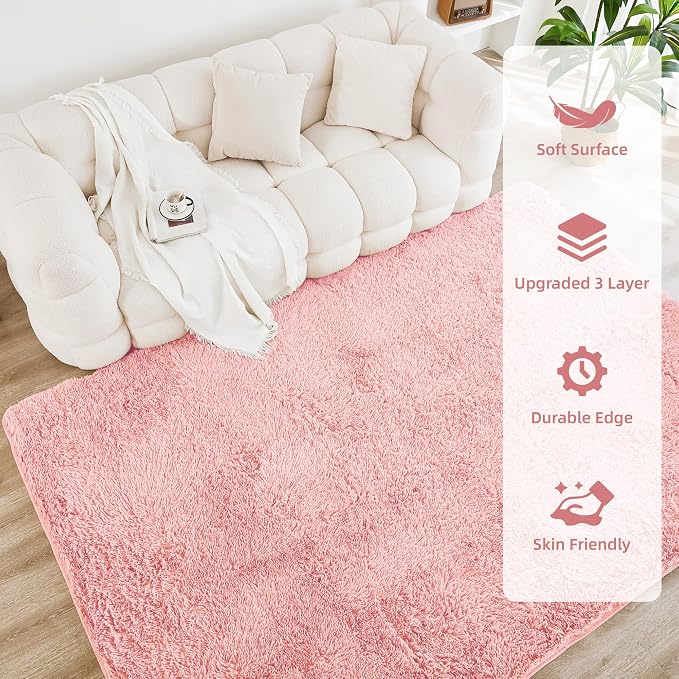 Litanika 9x12 Shag Area Rug for Living Room Bedroom, Non-Shedding Modern Indoor - Image 4